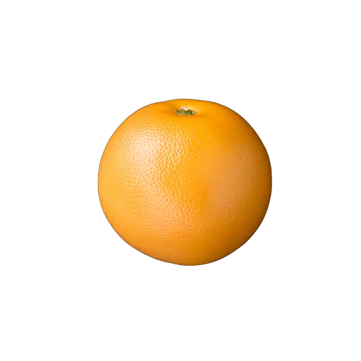 A fresh whole grapefruit with a vibrant orange textured peel, studio shot on a plain white background.