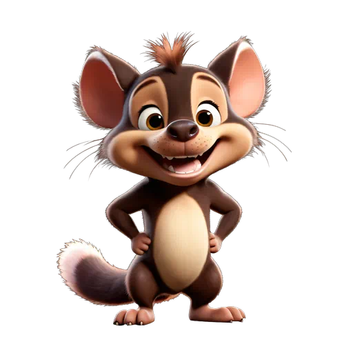 3D animated brown Tasmanian devil cartoon character with a cream belly and friendly smile on a white background.